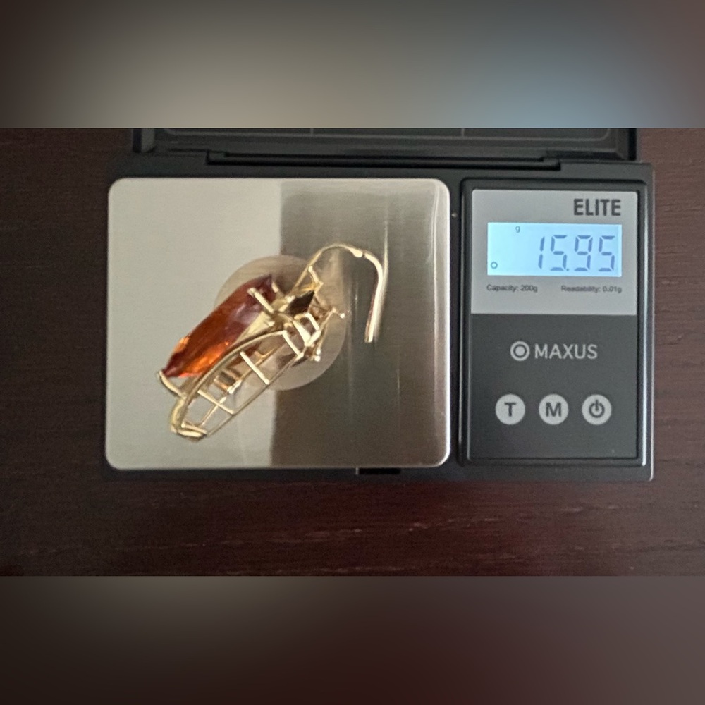 Exquisite Oversized Madeira Citrine 14K Gold Enhancer Pendant - Picture 11 of 15